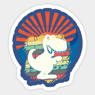 White Dinosaur Sunrays Sticker